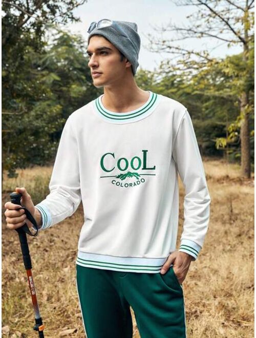 In My Nature Men'S Outdoor Sweatshirt With Letter Embroidery, Striped Detail And Edge Binding