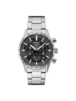 Essentials Men's Chronograph Stainless Steel Black Dial Watch - SSB413