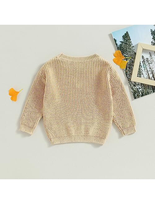Allshope Newborn Baby Girl Boy Knit Sweater My First Christmas Embroidery Winter Warm Sweatshirt Outfit Infant Fall Clothes