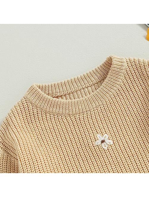 Allshope Newborn Baby Girl Boy Knit Sweater My First Christmas Embroidery Winter Warm Sweatshirt Outfit Infant Fall Clothes