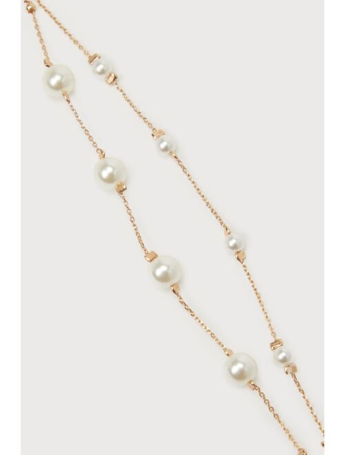 Lulus Pearl-fect Passion Gold Pearl Layered Bracelet