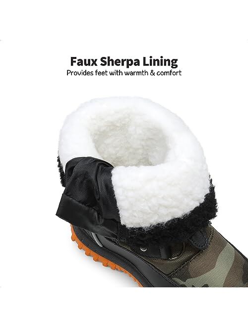 DREAM PAIRS Boys Snow Boots Camouflage Slip Resistant Faux Fur Lined Winter Shoes for Little/Big Kid