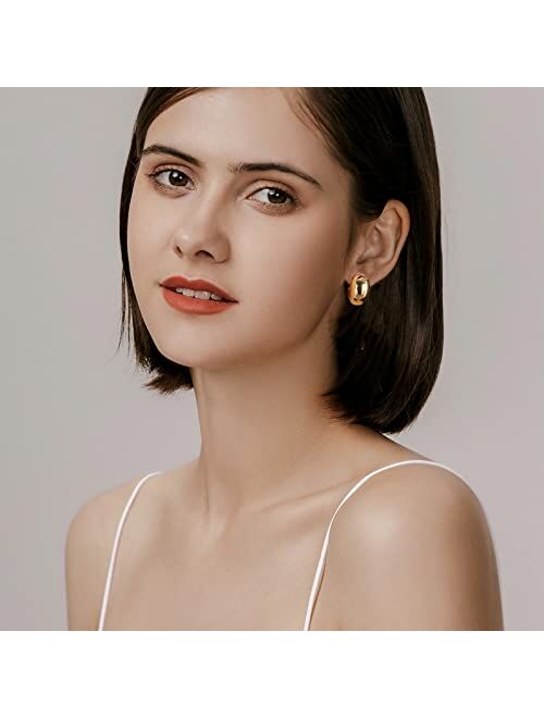 Angyape Chunky Gold Hoop Earrings for Women, Lightweight Waterdrop Hollow Open Hoops Tear Drop Silver Gold Trending Oversized Statement Style Earrings Hypoallergenic Gold