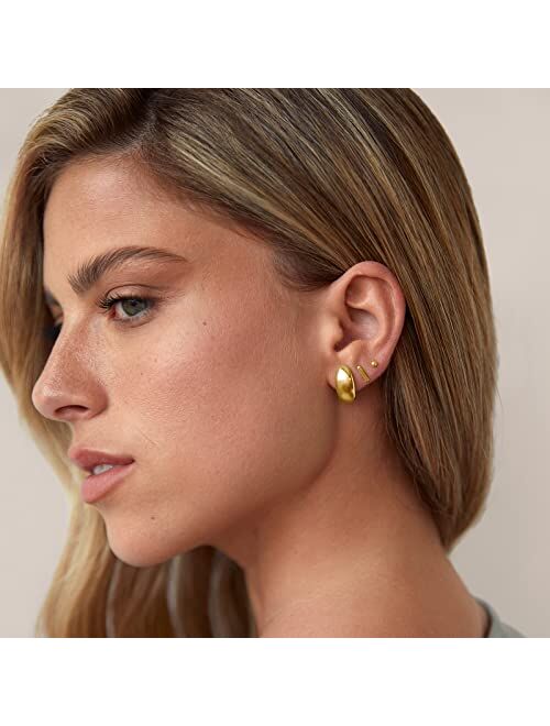 PAVOI 14K Gold Plated Sterling Silver Post Huggie Earrings | Gold Dome Huggie Hoop Earrings for Women