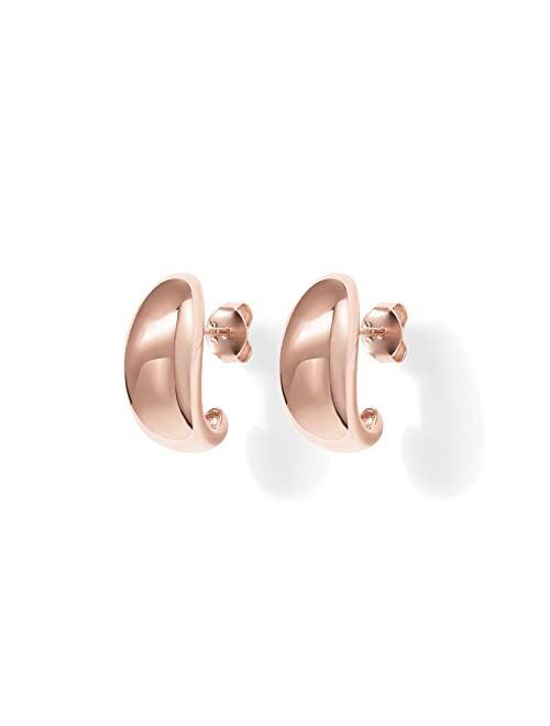 PAVOI 14K Gold Plated Sterling Silver Post Huggie Earrings | Gold Dome Huggie Hoop Earrings for Women