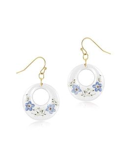 Kbforu Teardrop Earrings - Handmade Forget-Me-Not And Queen Anne'S Lace Pressed Wildflower Earrings,Statement Pendants Earrings For Women(Silver)
