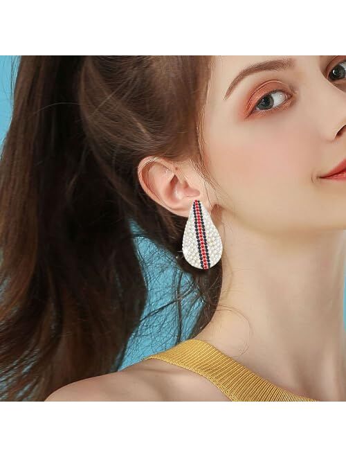 Hsqyj Gold Crystal Chunky Hoop Earrings for Women Sparkly Colours Rhinestone Waterdrop Teardrop Earrings Fashion Jewelry for Women Girls