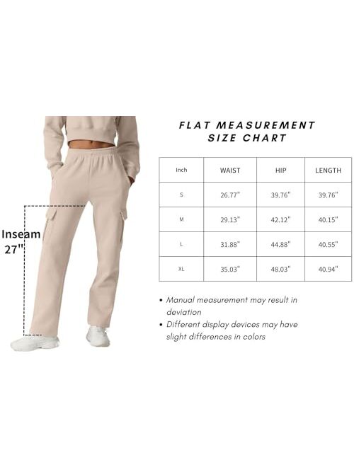 QINSEN Womens Medium Waist Baggy Elastic Waist Sweatpants Casual Fleece Long Pants with Pockets