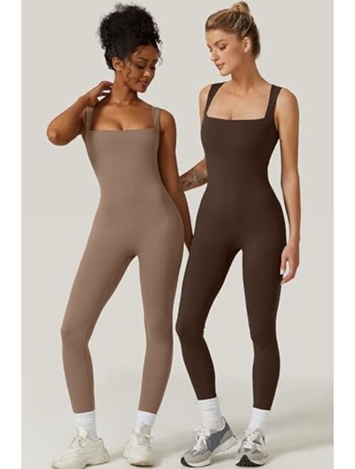 QINSEN Jumpsuit for Women Strappy Square Neck Full Length Leggings Bodycon Onesie Rompers