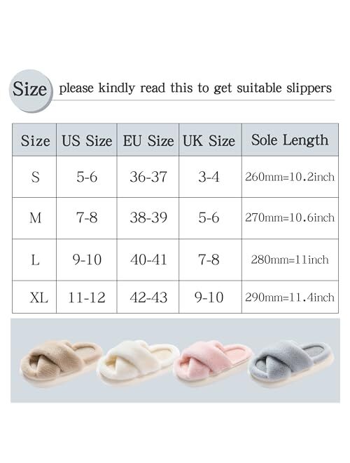 JANERIW-Women's Slippers,Warm And Cozy Fluffy Cross Open Toe House Shoes,Memory Foam Non-Slip Soft Thick Bottom Indoor/Outdoor