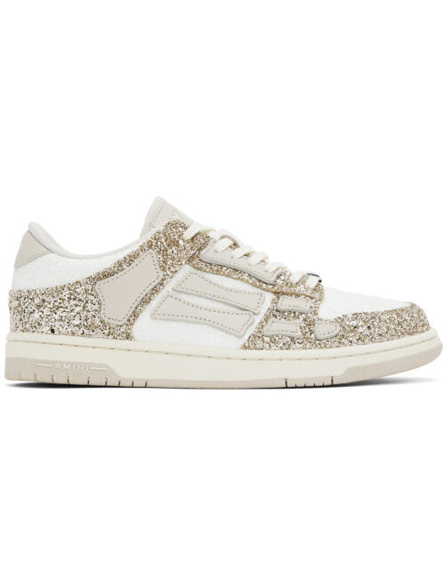 AMIRI White & Gold Skel Top Low Sneakers