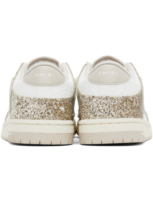 AMIRI White & Gold Skel Top Low Sneakers
