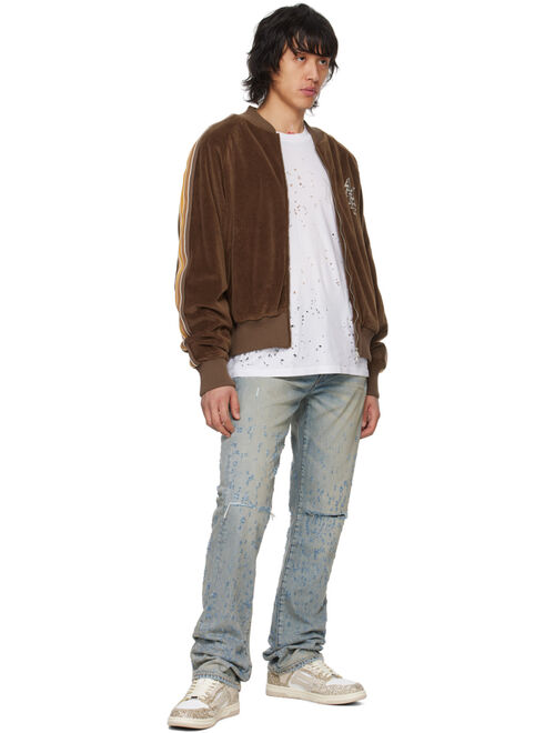 AMIRI White & Gold Skel Top Low Sneakers