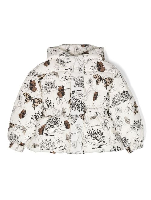 Monnalisa botanical-print padded jacket