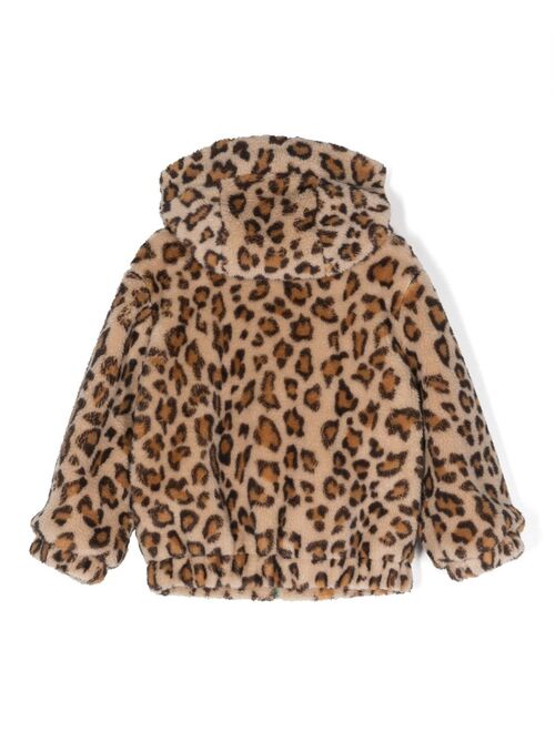 Monnalisa leopard-print faux-fur jacket