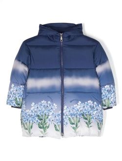 floral-print hooded puffer jacket