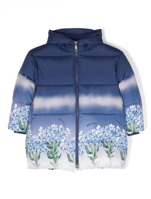Monnalisa floral-print hooded puffer jacket