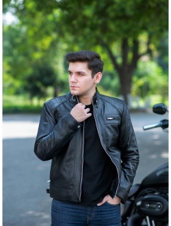 TLC Fashion Soft Leather Motorcycle Jacket Men - Black Real Leather Jacket for Men - Soft Lambskin Leather Jacket