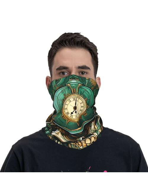 HERRECX Skull steampunk Gear Wheels Green Neck Gaiter Face Cover Scarf Balaclava Bandana for Women Men Gaiter Mask for Motorcycle Cycling Riding Skiing Party
