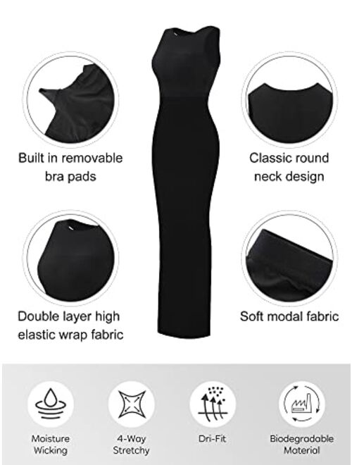 Popilush Black High Neck Formal Dresses for Women Built in Bra Sleeveless Women's Midi Bodycon Dress 2023