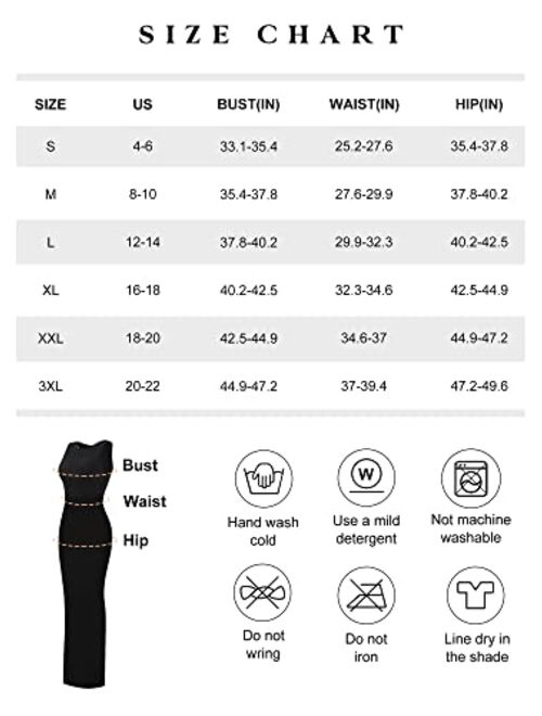 Popilush Black High Neck Formal Dresses for Women Built in Bra Sleeveless Women's Midi Bodycon Dress 2023