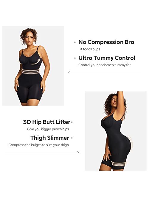 Popilush Shapewear Bodysuit for Women Tummy Control - Seamless Body Shaper Butt Lifting Shapewear for Dresses
