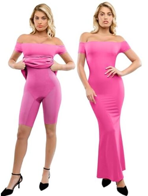 Popilush 9 in 1 Shaper Dress with Built in Shapewear Off Shoulder Formal Dress for Women Bodycon Midi Dress for 2023