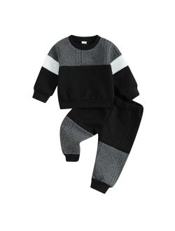 MERSARIPHY Infant Baby Outfits Baby Boy Girl Pullover Sweatshirt Knit Sweater Long Pants Fall Winter Clothes