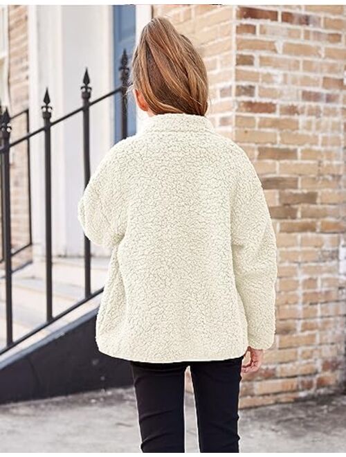 Arshiner Girls Fleece Jacket Sherpa Fall Winter Full Zip Fuzzy Coat Outwear with Pockets