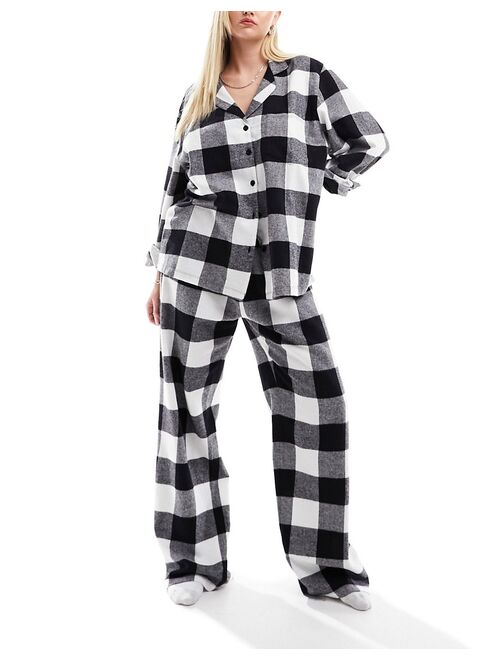 ASOS DESIGN oversized woven pajama set in mono check