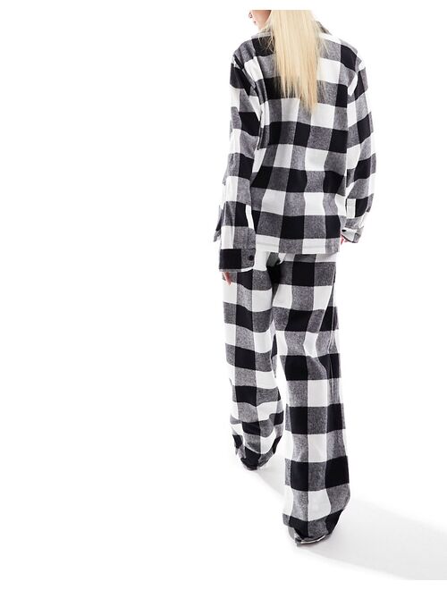 ASOS DESIGN oversized woven pajama set in mono check
