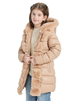 Giolshon 2023 Winter Girls Thickened Puffer coat shining Padded jacket Kids Ski Snow Outwear with Faux Fur Collar 7695