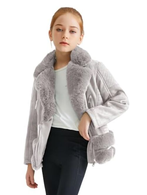 Giolshon 2023 Winter Girls Thickened Puffer coat shining Padded jacket Kids Ski Snow Outwear with Faux Fur Collar 7695