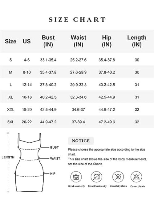 Popilush Satin Shaper Dress with Built in Shapewear Bodycon Mini Dress Sleeveless Tummy Control Slip Dress