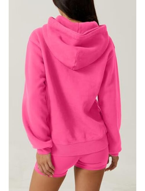 QINSEN Women's Fleece Hoodies Casual Long Sleeve Pullover Sweatershirts