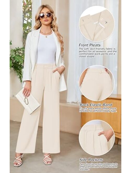 Sarin Mathews High Waisted Wide Leg Pants for Women Business Casual Dress Pant Palazzo Long Work Trousers with Pockets