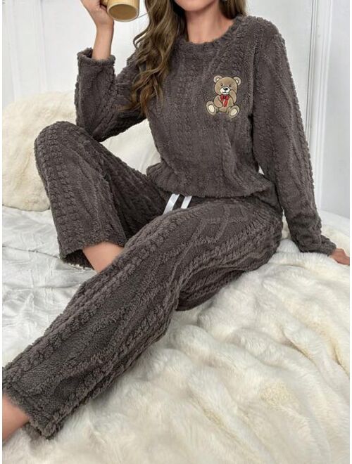 Bear Patched Flannel PJ Set