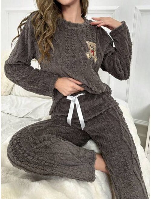 Bear Patched Flannel PJ Set