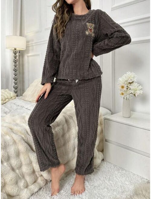 Bear Patched Flannel PJ Set