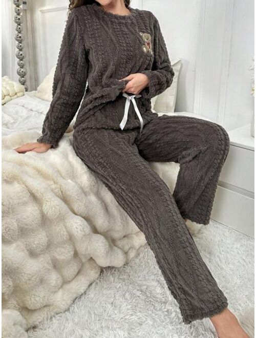 Bear Patched Flannel PJ Set