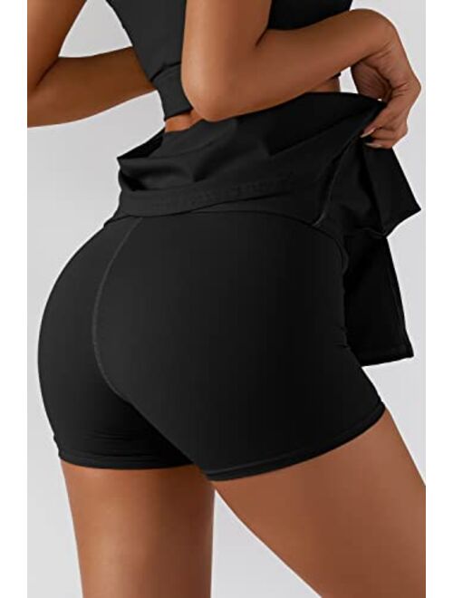 QINSEN Women's Tennis Skirts Stretch High Waisted Golf Skorts Running Sports Workout Activewear