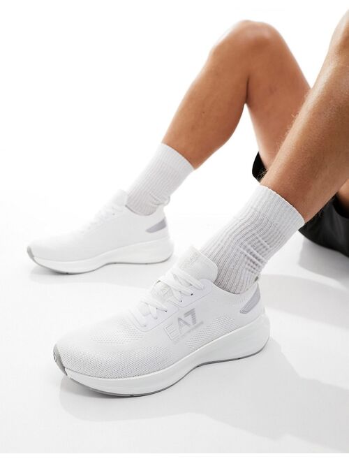 Emporio Armani EA7 sneakers in white and silver