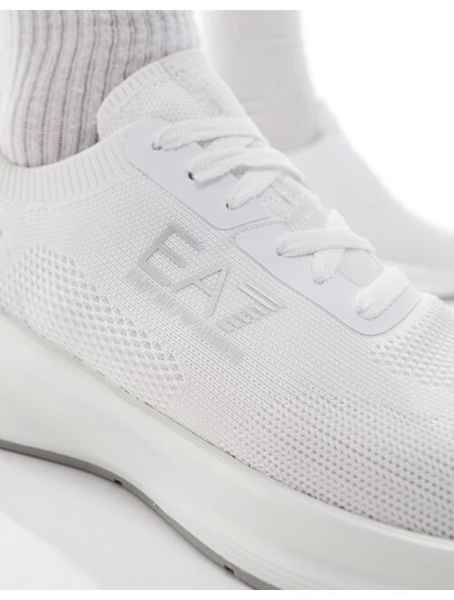 Emporio Armani EA7 sneakers in white and silver