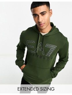 EA7 outline logo hoodie in khaki