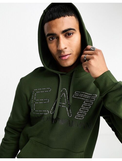 Emporio Armani EA7 outline logo hoodie in khaki