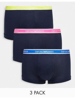 3 pack trunk woth color waistband in black