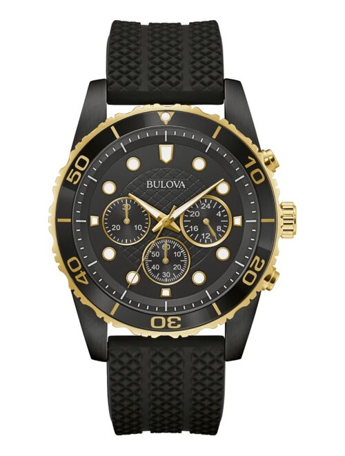Bulova Men's Chronograph Classic Black Silicone Strap Watch 43mm