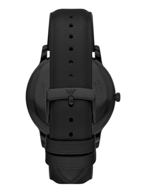 Emporio Armani Men's Black Leather Strap Watch 42mm