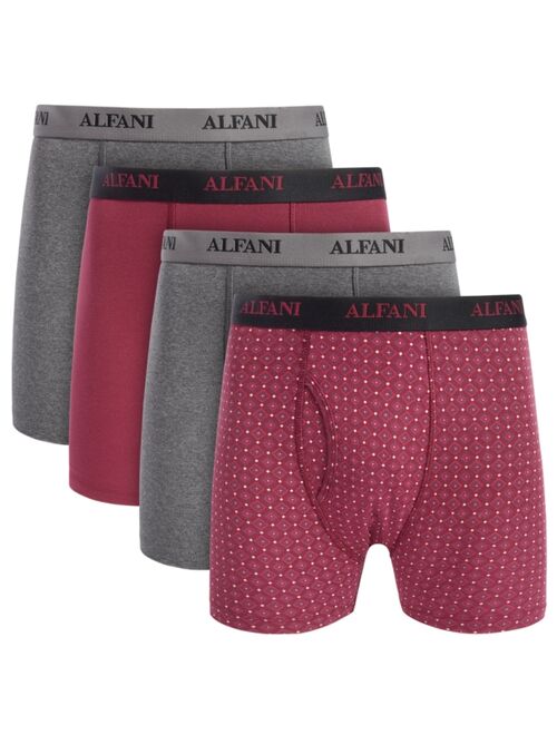 Alfani Men's 4-pk. Geo-Print & Solid Boxer Briefs, Created for Macy's
