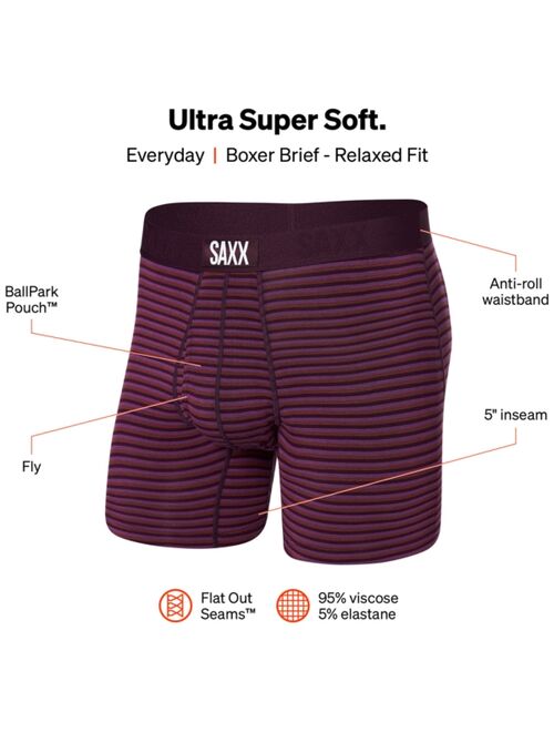 SAXX Men's Ultra Super Soft Relaxed-Fit Moisture-Wicking Striped Boxer Briefs